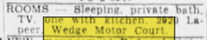 Wedge Motor Court (Wedges Motor Court) - Nov 07 1961 Article